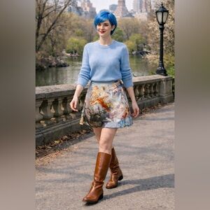 Dolls Kill Current Mood Da Vinci’s Painting Print, Mini Skater Skirt, Women’s XL